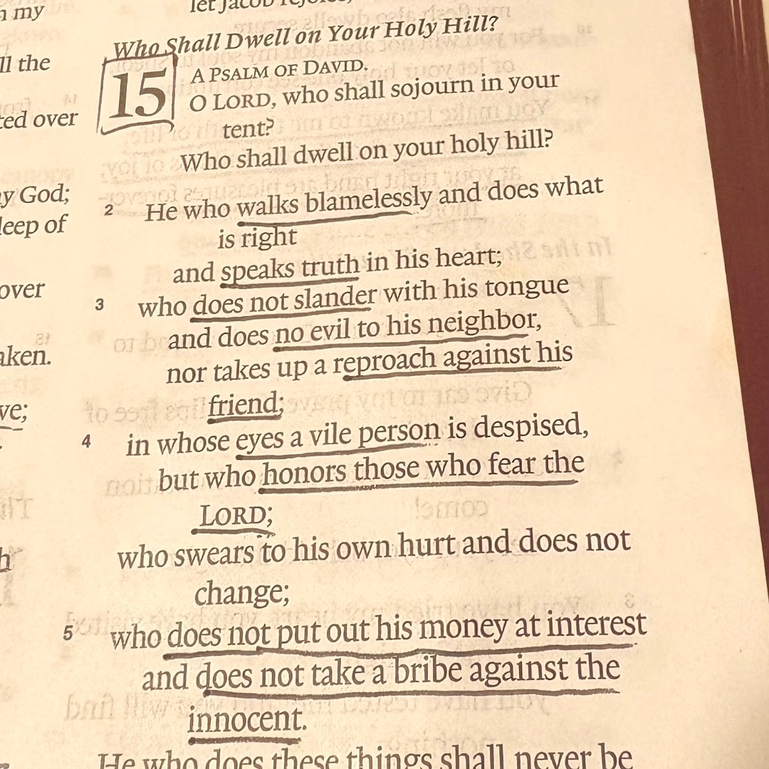 Wonderful encouragment from the Word of God this morning.  #psalm15